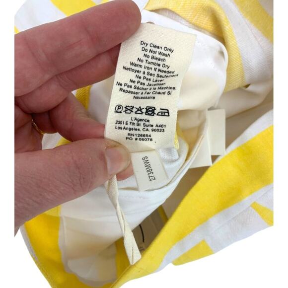 L'Agence Vittoria Yellow Striped Pleated Flat Front Shorts Size 6 NWT $310 MSRP - Picture 5 of 6
